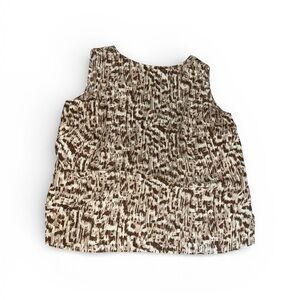 Brown and Cream Sleeveless Blouse